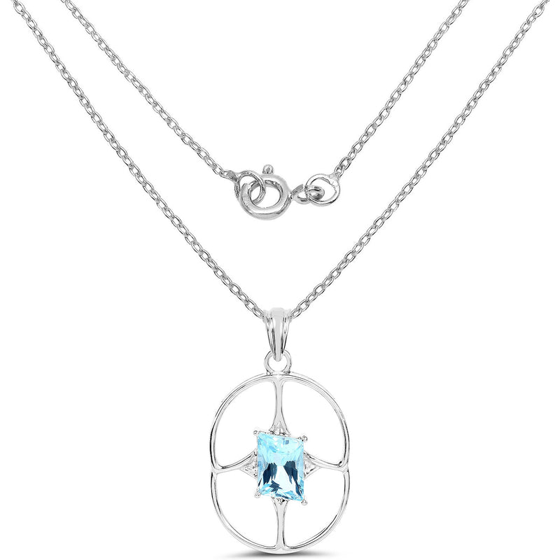Bids.com 5.26 Carat Genuine Swiss Blue Topaz .925 Sterling Silver Pendant Pendants