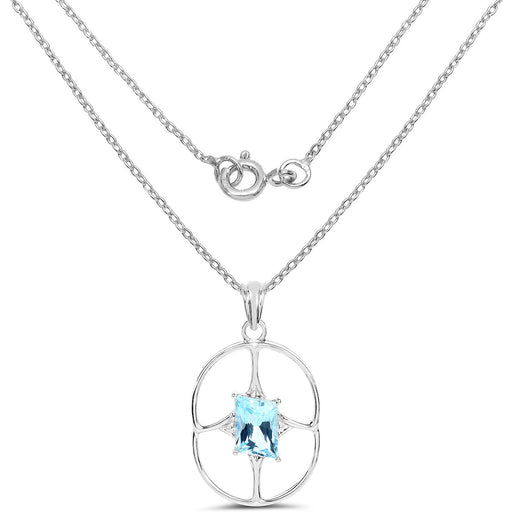 Bids.com 5.26 Carat Genuine Swiss Blue Topaz .925 Sterling Silver Pendant Pendants