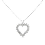 Bids.com .925 Sterling Silver 1/4 Cttw Miracle Set Diamond Open Heart 18" Pendant Necklace (I-J Color, I3 Clarity) Necklaces