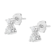 Bids.com 14KT White Gold 1/2 cttw Double Diamond Dangle Stud Earrings (H-I, I1-I2) Earrings