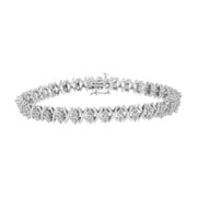Bids.com .925 Sterling Silver 1.0 Cttw Diamond Miracle-Set X-Link 7" Tennis Bracelet (I-J Color, I3 Clarity) Bracelets