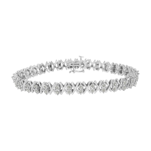 Bids.com .925 Sterling Silver 1.0 Cttw Diamond Miracle-Set X-Link 7" Tennis Bracelet (I-J Color, I3 Clarity) Bracelets