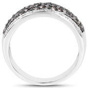 Bids.com 0.87 Carat Genuine Champagne Diamond and White Diamond .925 Sterling Silver Ring Rings