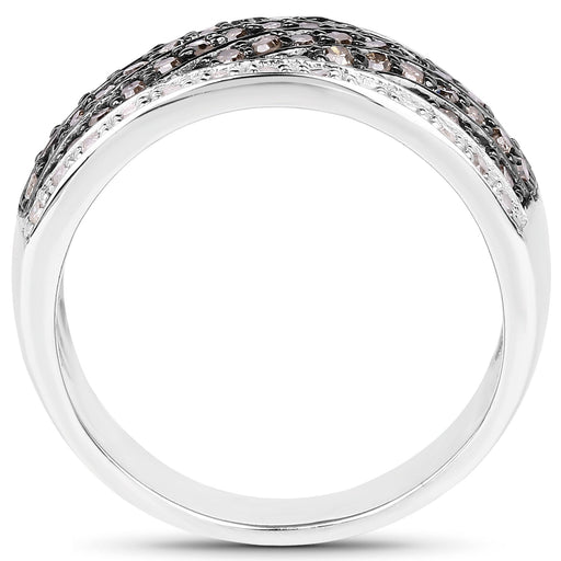 Bids.com 0.87 Carat Genuine Champagne Diamond and White Diamond .925 Sterling Silver Ring Rings