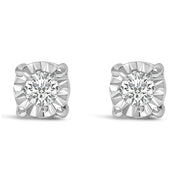 Bids.com .925 Sterling Silver 1/10 Cttw Round Brilliant-Cut Lab Grown Diamond Miracle-Set Stud Earrings (F-G Color, VS1-VS2 Clarity) Earrings