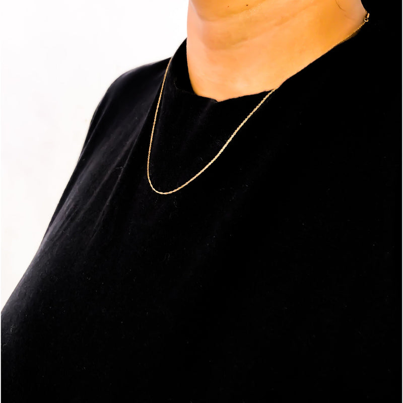 Bids.com Solid 10K Yellow Gold 0.5mm Slim and Dainty Unisex 18" Rope Chain Necklace Necklaces