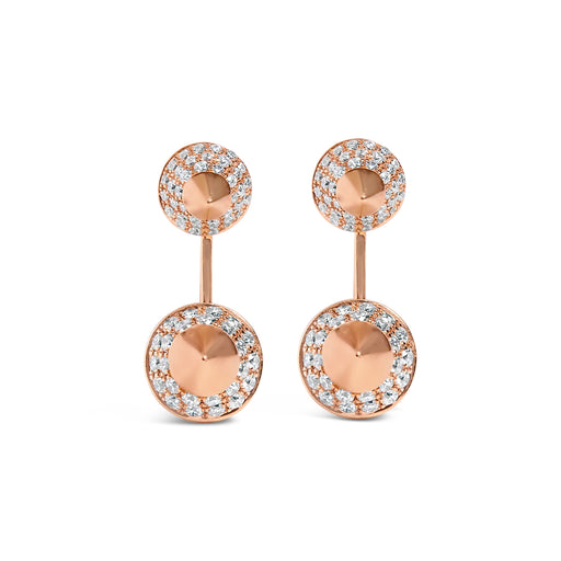 Bids.com 14K Rose Gold 1.00 Cttw Diamond Double Cone Jacket Stud Earring (G-H Color, SI1-SI2 Clarity) Earrings
