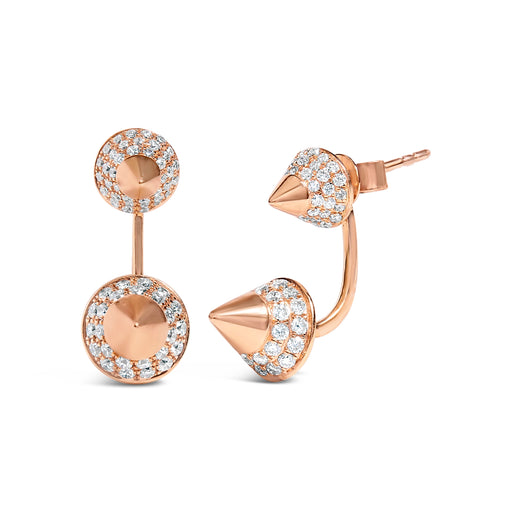 Bids.com 14K Rose Gold 1.00 Cttw Diamond Double Cone Jacket Stud Earring (G-H Color, SI1-SI2 Clarity) Earrings