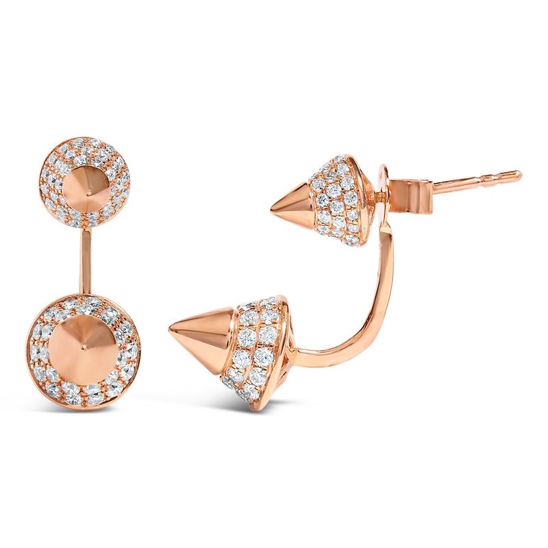Bids.com 14K Rose Gold 1.00 Cttw Diamond Double Cone Jacket Stud Earring (G-H Color, SI1-SI2 Clarity) Earrings
