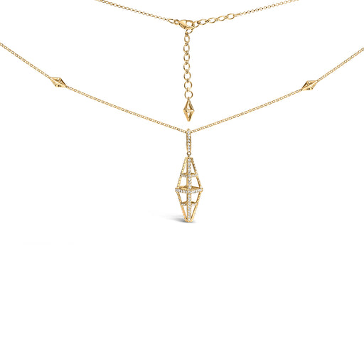 Bids.com 14K Yellow Gold 1.0 Cttw Diamond Studded Geometric Double Pyramid 18" Pendant Necklace (G-H Color, SI1-SI2 Clarity) Necklaces