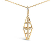 Bids.com 14K Yellow Gold 1.0 Cttw Diamond Studded Geometric Double Pyramid 18" Pendant Necklace (G-H Color, SI1-SI2 Clarity) Necklaces