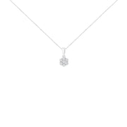 Bids.com 14K White Gold 1/2 cttw Prong Set Round-Cut Diamond 7 Stone Floral Cluster 18" Pendant Necklace (H-I Color, I1-I2 Clarity) Necklaces