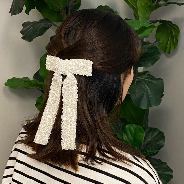 Luxe Beaded Pretty Bow Hair Clip