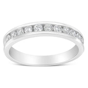 Bids.com IGI Certified 1/2 Cttw Round Brilliant Cut Diamond 18K White Gold Channel Set Eternity Style Wedding Band Ring (H-I Color, I1-I2 Clarity) - Size 7 Rings