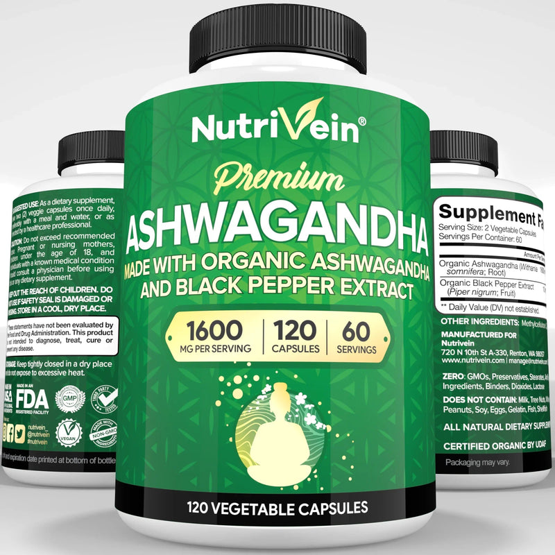 Nutrivein Ashwagandha - 120 Capsules G8-X520-YLOM