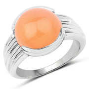 Bids.com 6.00 Carat Genuine Peach Moonstone .925 Sterling Silver Ring Rings