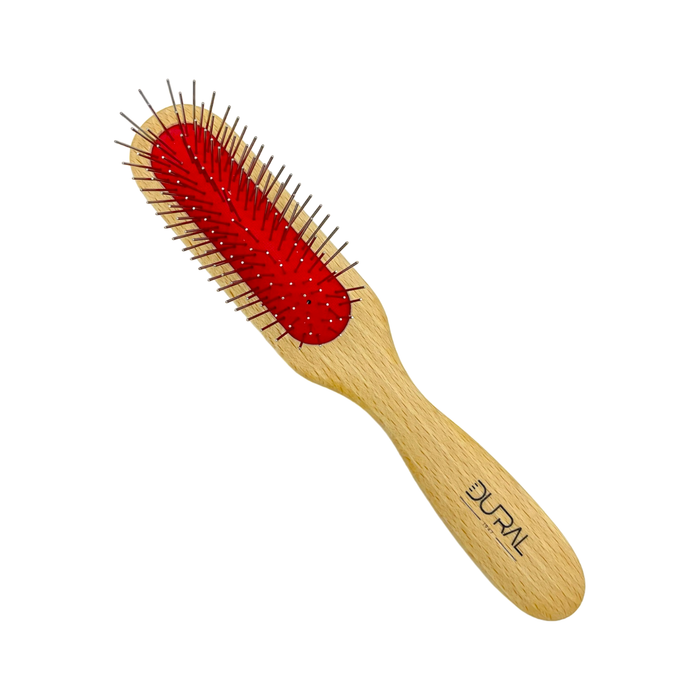 Dural Beech wood rubber cushion hair brush with steel pins without ball tips