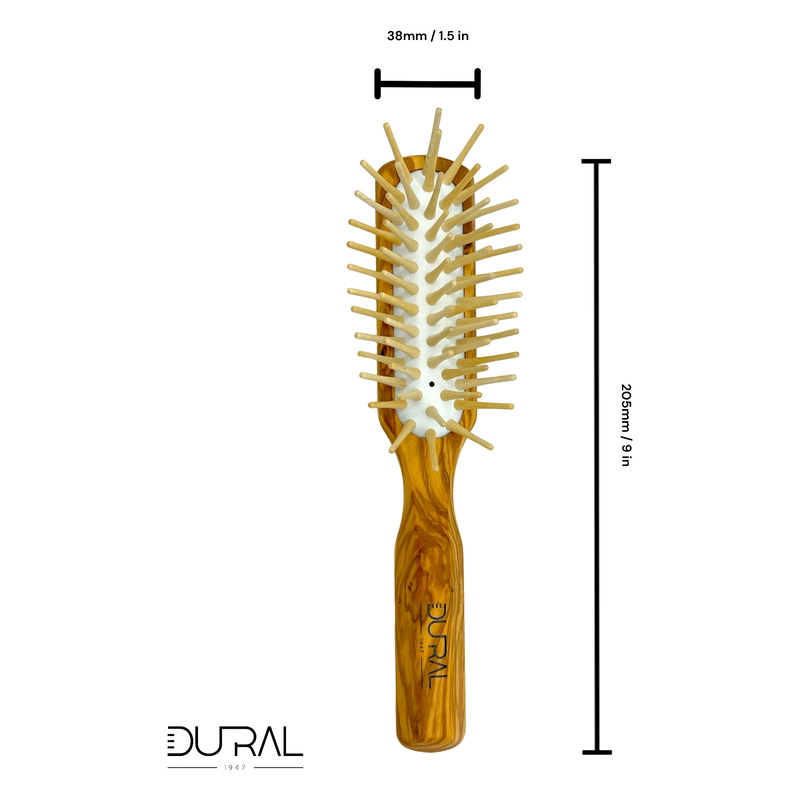 Dural Dural Olive wood rubber cushion hair brush with long wooden pins Hair Brush