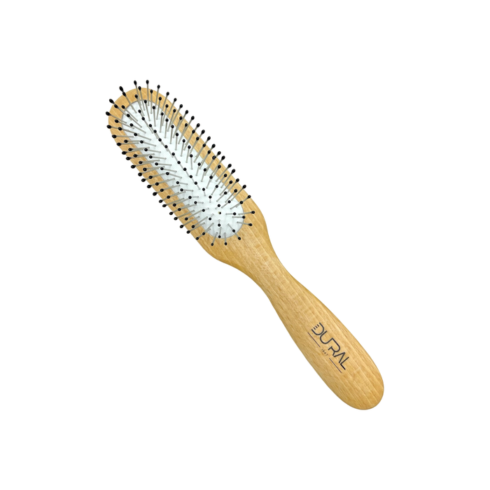 Dural Beech wood rubber cushion hair brush with steel pins and ball tips