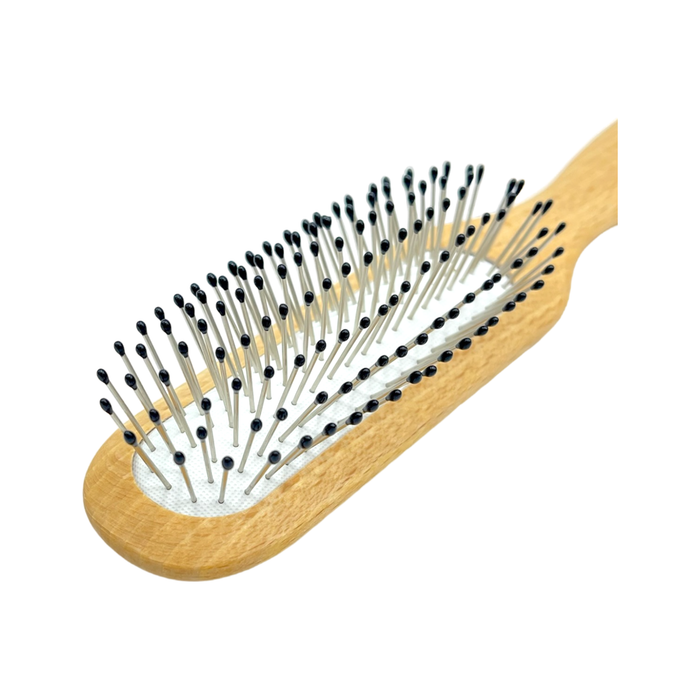 Dural Beech wood rubber cushion hair brush with steel pins and ball tips