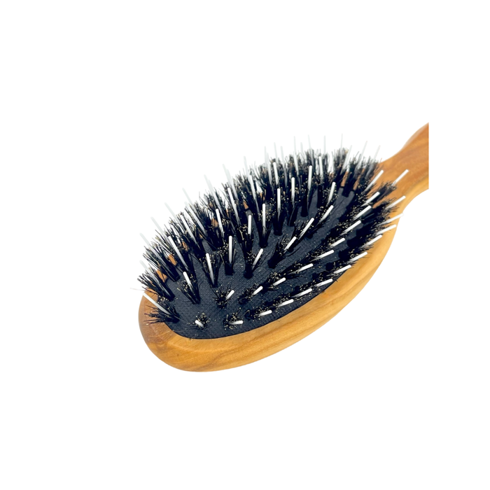 Dural Olive wood rubber cushion hair brush with boar bristles and nylon