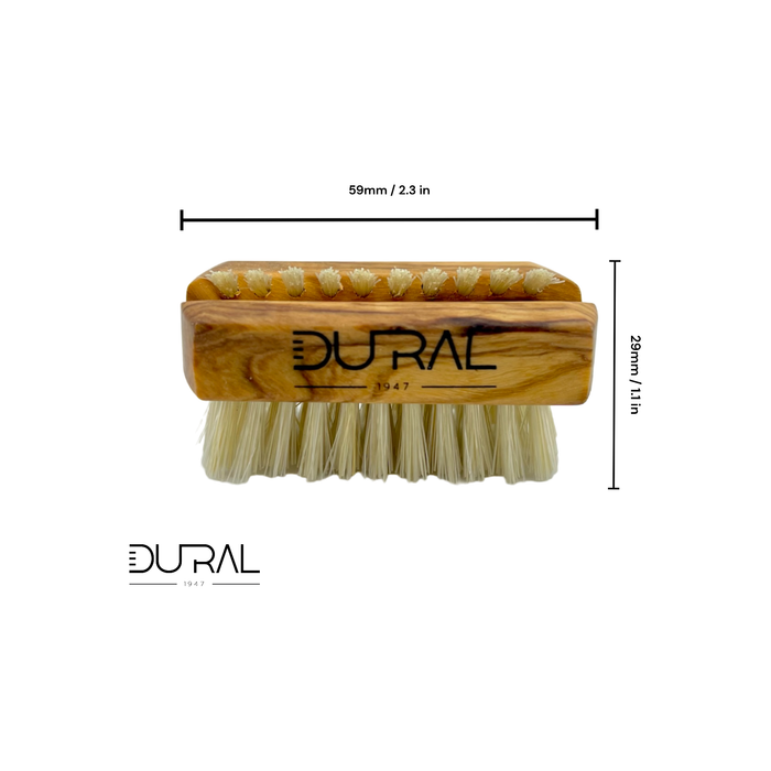 Dural Olive wood travel size nail brush with light natural bristles