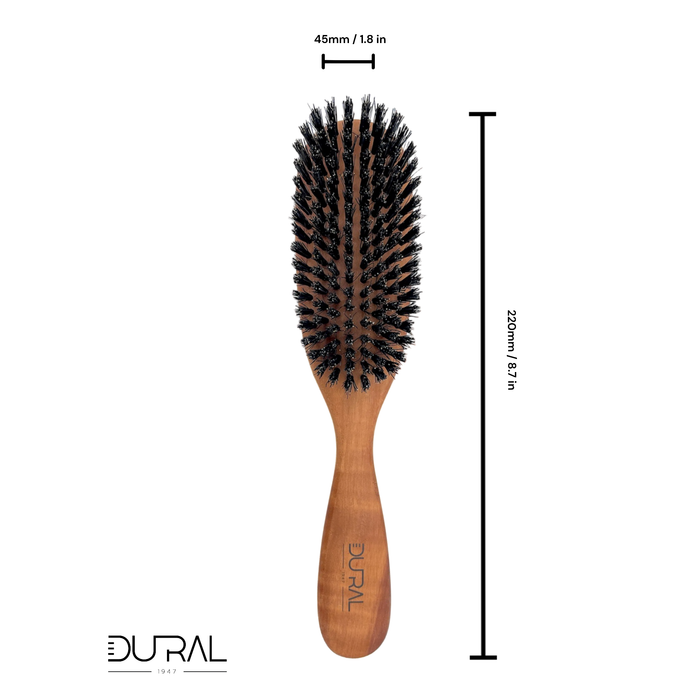 Dural Pear wood oval hair brush with boar bristles - 8 rows