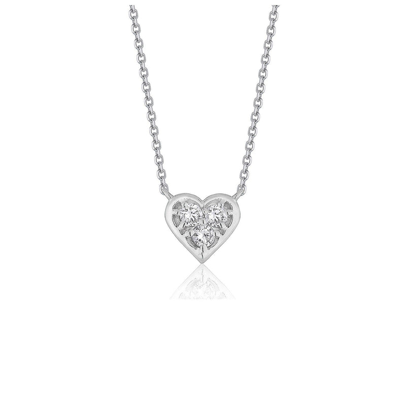 Bids.com Diamond Heart Design Pendant in 14k White Gold Necklaces