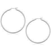 Bids.com 10k White Gold Polished Hoop Earrings (50 mm) Earrings