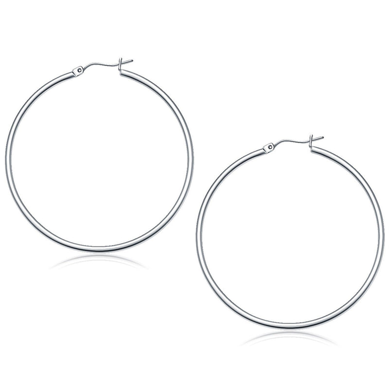 Bids.com 10k White Gold Polished Hoop Earrings (50 mm) Earrings