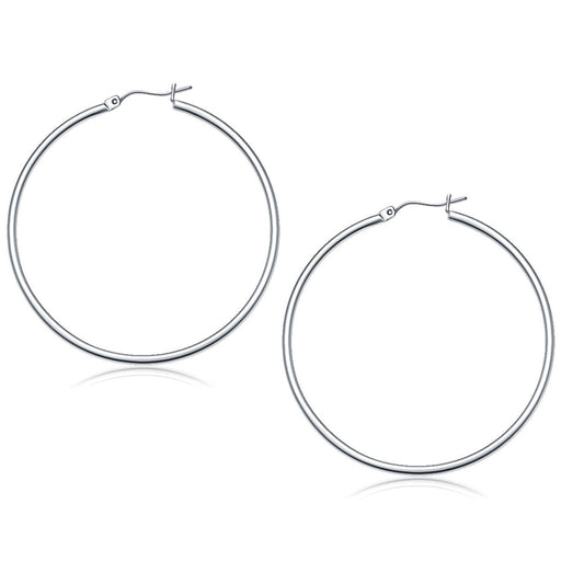 Bids.com 10k White Gold Polished Hoop Earrings (50 mm) Earrings