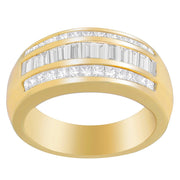 Bids.com 14K Yellow Gold 1ct. TDW Princess and Baguette-Cut Diamond Ring(H-I, SI1-SI2) Rings