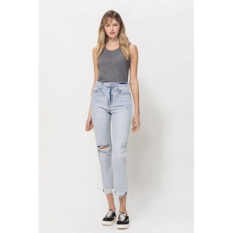 Vervet By Flying Monkey Super High Relaxed Cuffed Straight Jean