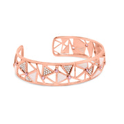 Bids.com 14K Rose Gold 5/8 Cttw Diamond with Pink Tourmaline Open Cuff Bangle with White Enamel (G-H Color, SI1-SI2 Clarity) - 7" Bracelets