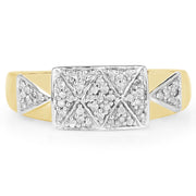 Bids.com 14K Yellow Gold Plated 0.21 Carat Genuine White Diamond .925 Sterling Silver Ring Rings