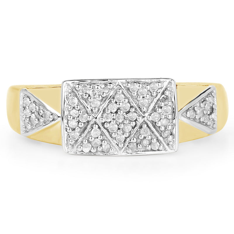 Bids.com 14K Yellow Gold Plated 0.21 Carat Genuine White Diamond .925 Sterling Silver Ring Rings