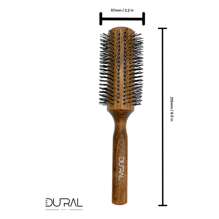 Dural Beech wood round-styler hair brush with nylon pins - 16 rows