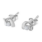 Bids.com .925 Sterling Silver Round Cut Diamond Fashion Stud Earrings (0.10 cttw, I-J Color, I2-I3 Clarity) Earrings