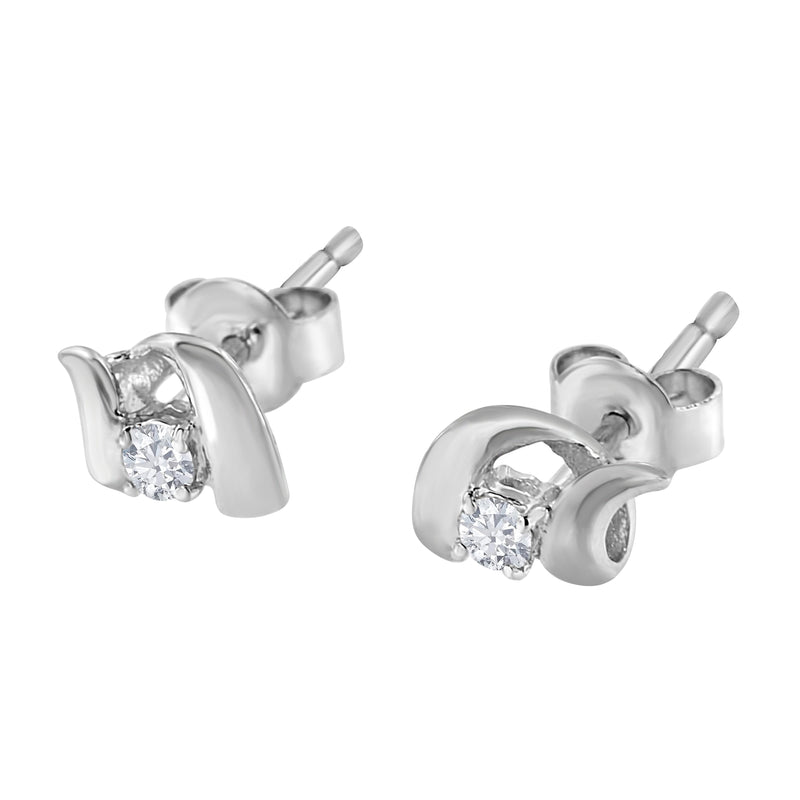 Bids.com .925 Sterling Silver Round Cut Diamond Fashion Stud Earrings (0.10 cttw, I-J Color, I2-I3 Clarity) Earrings