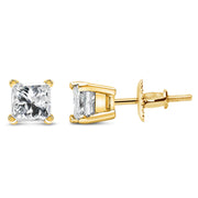 Bids.com 14K Yellow Gold 1/2 Cttw Princess Cut Diamond Solitaire Stud Earrings with Screwbacks (I-J Color, SI2-I1 Clarity) Earrings
