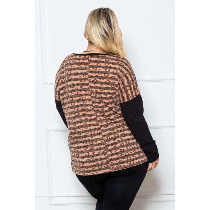 STRIPED ANIMAL PRINT LONG SLEEVE