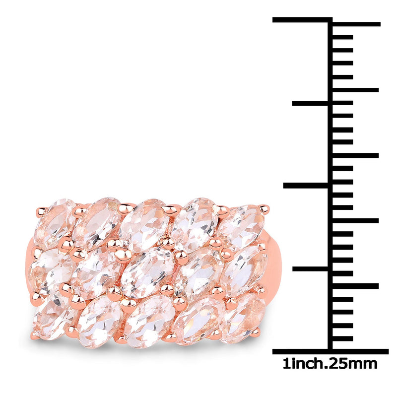 Bids.com 14K Rose Gold Plated 3.30 Carat Genuine Morganite .925 Sterling Silver Ring Rings