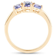 Bids.com 18K Yellow Gold Plated 0.90 Carat Genuine Tanzanite .925 Sterling Silver Ring Rings