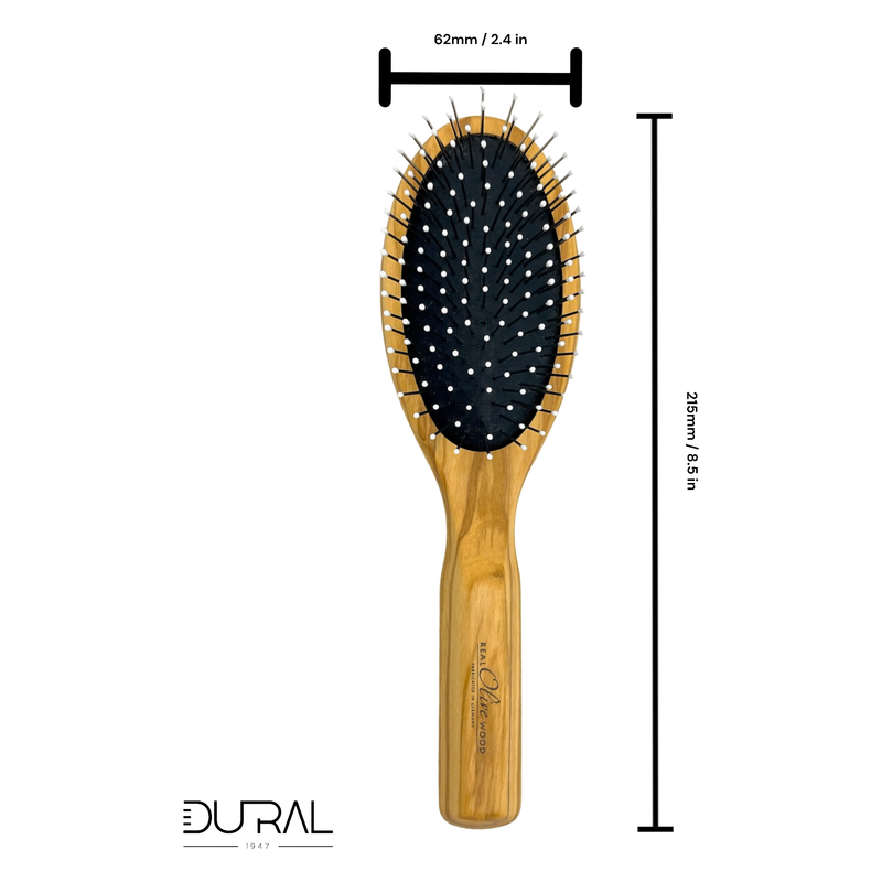 Dural Dural Olive wood rubber cushion hair brush with steel pins and ball tips Hair Brush