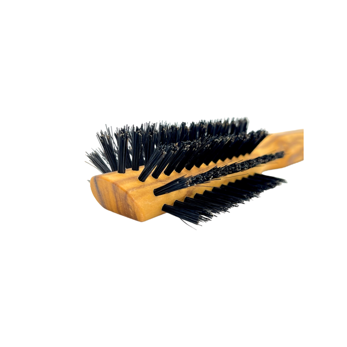 Dural Olive wood half-round hair brush with boar bristles - 7 rows