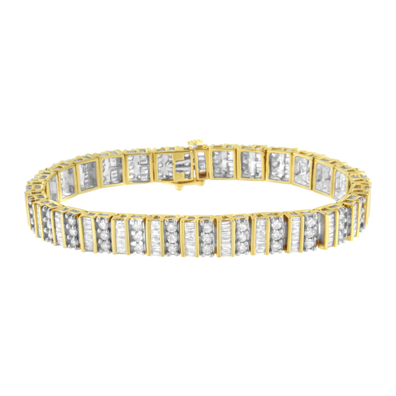 Bids.com 14K Yellow Gold 5.50 Cttw Round and Baguette Diamond Link Bracelet Bracelets