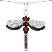 Bids.com 2.29 Carat Genuine Garnet and White Topaz .925 Sterling Silver Pendant Pendants