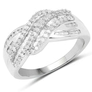 Bids.com 0.64 Carat Genuine White Diamond .925 Sterling Silver Ring Rings