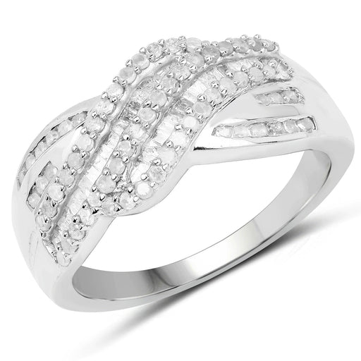 Bids.com 0.64 Carat Genuine White Diamond .925 Sterling Silver Ring Rings