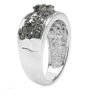 Bids.com 0.27 Carat Genuine Blue Diamond .925 Sterling Silver Ring Rings